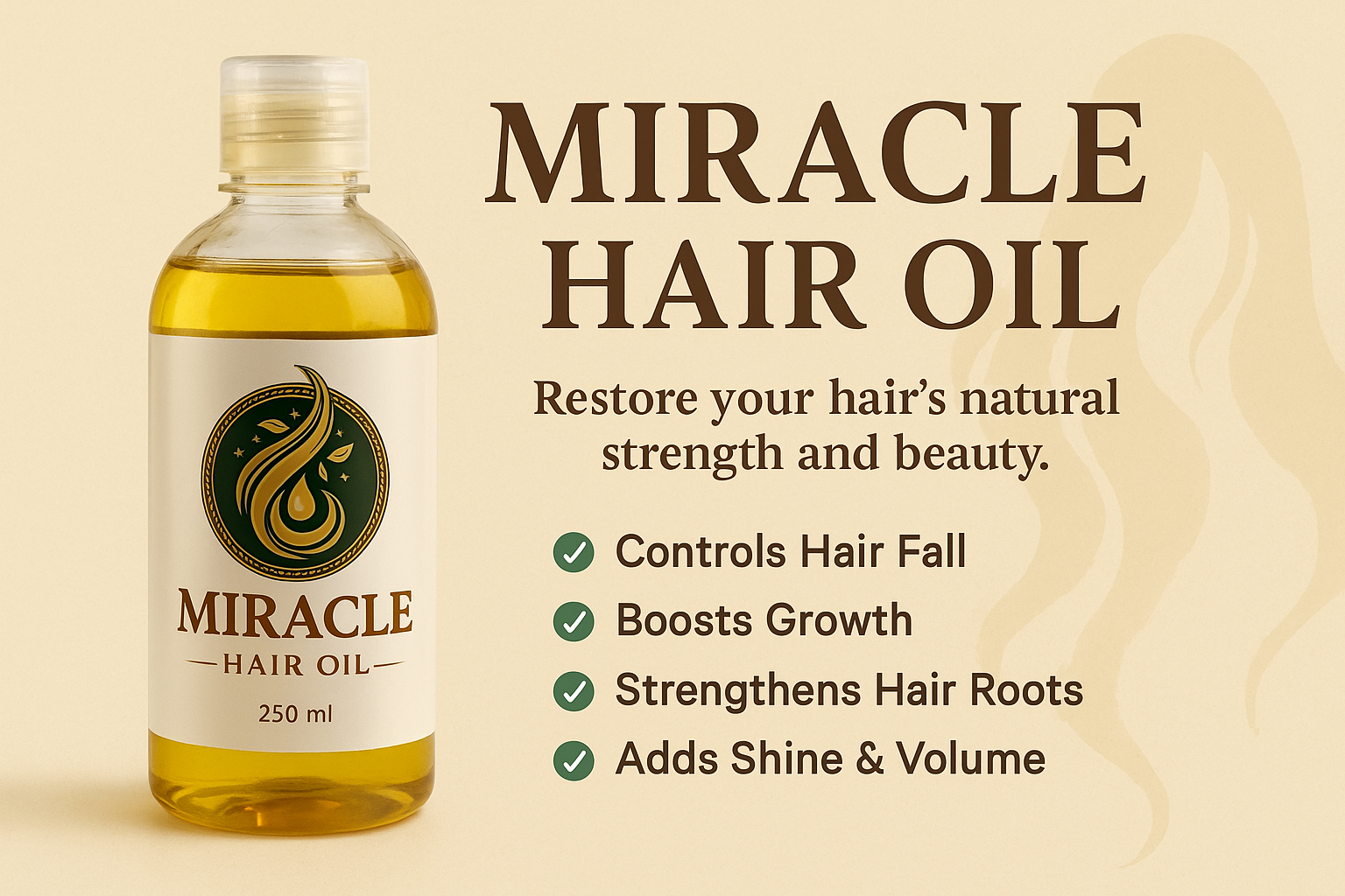 Miracle Hair Oil – 100% Natural Hair Growth & Strength Formula (250ml)